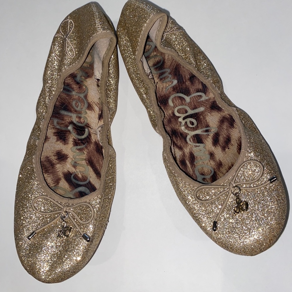 Sam Edelman 4.5 gold sparkle ballet flats girls